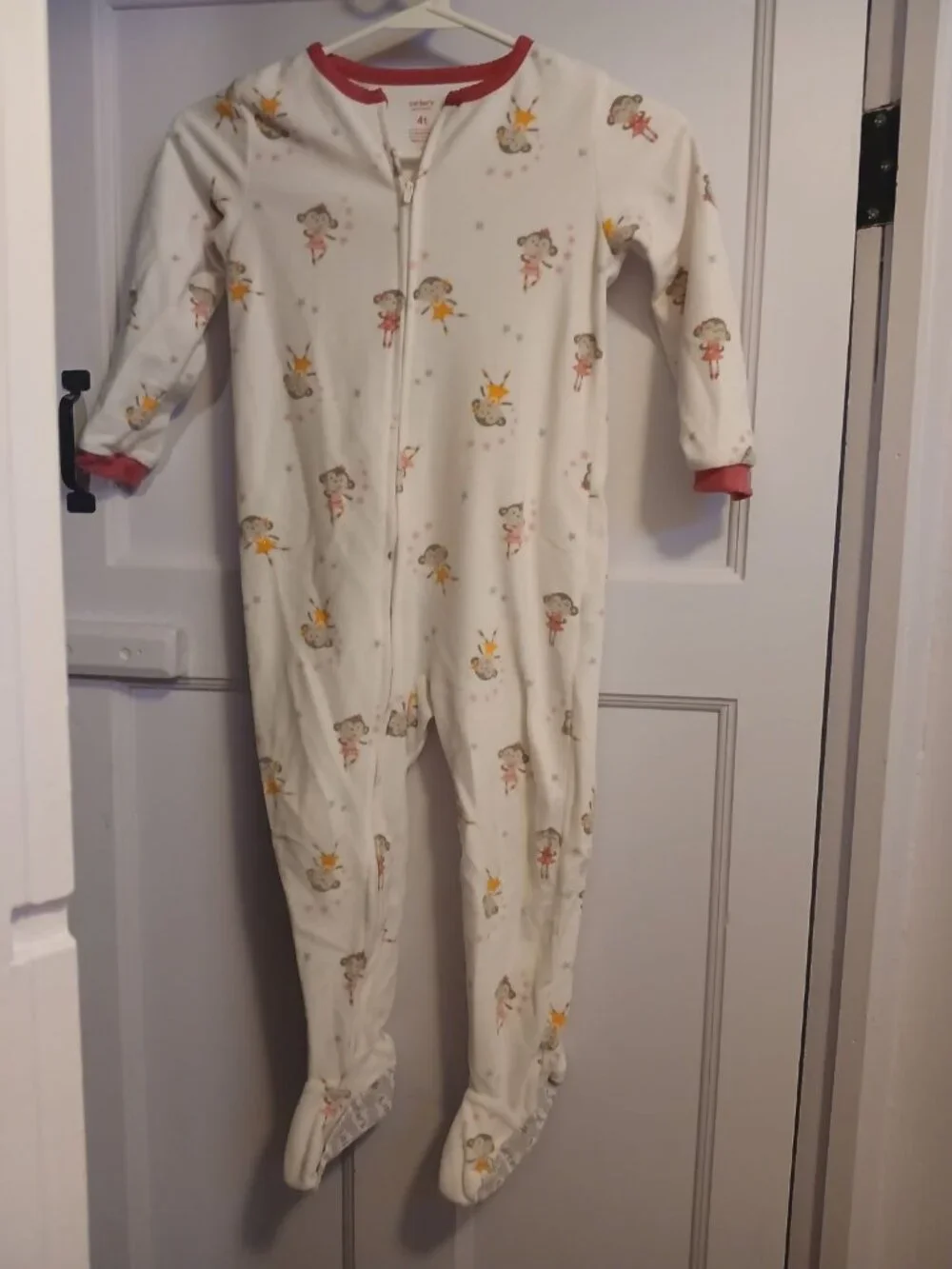 Carters 4T Girls monkey One Piece Pajamas